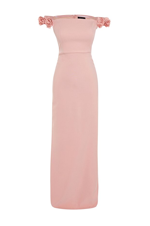 Szárított rózsával bélelt hosszú estélyi ruha szőtt kiegészítőkkel TPRSS23AE00044 - 7