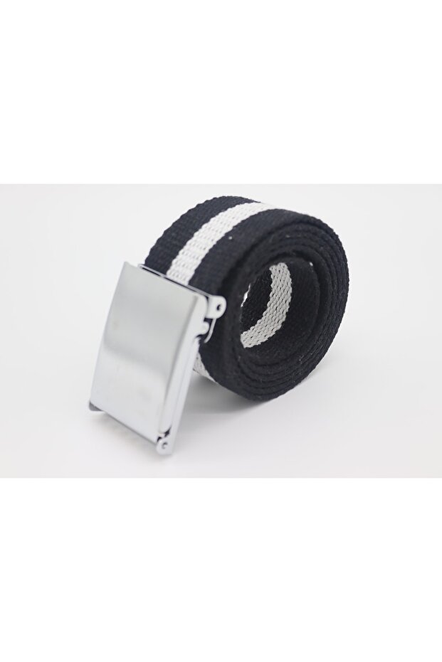Unisex Woven Black White Tactical Sport Canvas Cloth Belt
