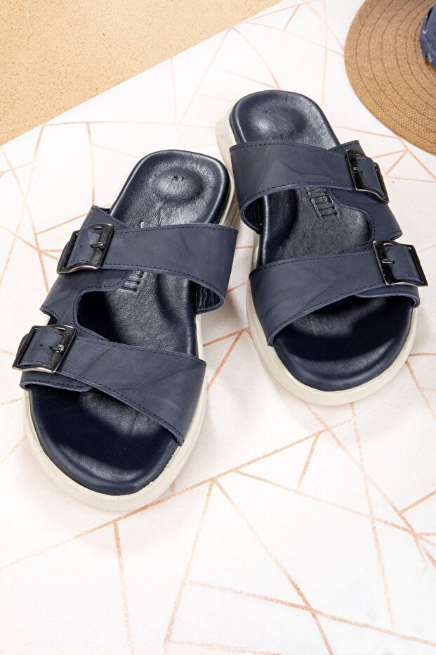 Bada Genuine Leather Men's Slippers, Genuine Leather Slippers, Orthopedic Sole Slippers, Light Leather Slippers