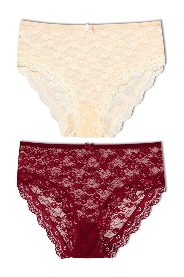2-Piece Lace High Waist Plus Size Women's Panties