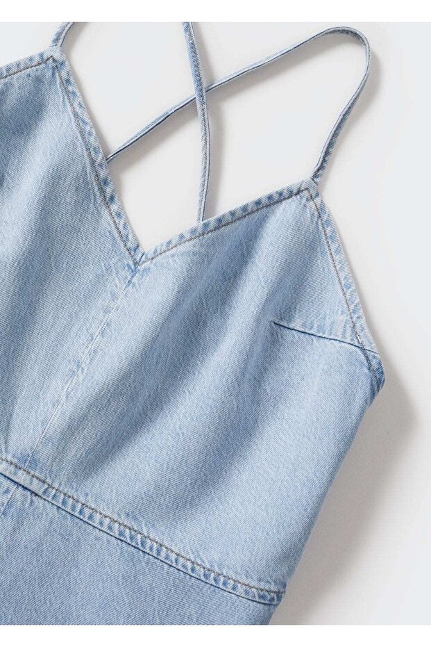 Pamuklu Denim Tulum - 7