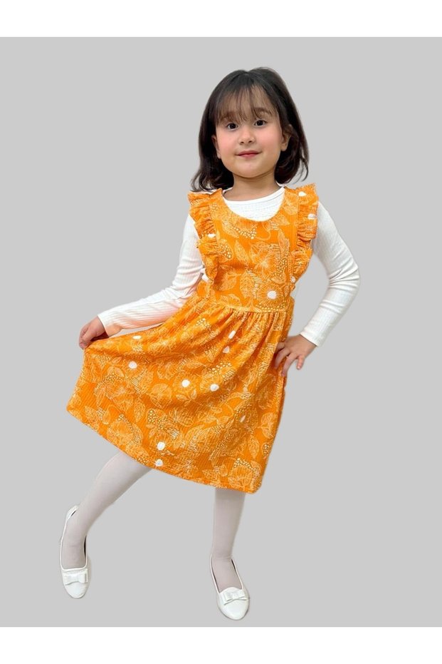 Girl's Gilet/Body Floral Patterned Dress/body Gilet Double Suit