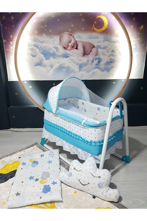 Uyku Setli Portatif Sallanabilir Anne Yanı Beşik ** Alt Açma Minderi Hediyeli ** - 1