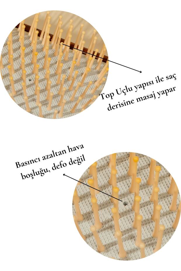 Saç Açma Fırçası Sağlam Kayın Ağacı Gövde Dolaşık Açma Tüm Saç Tiplerine Uygun - 3