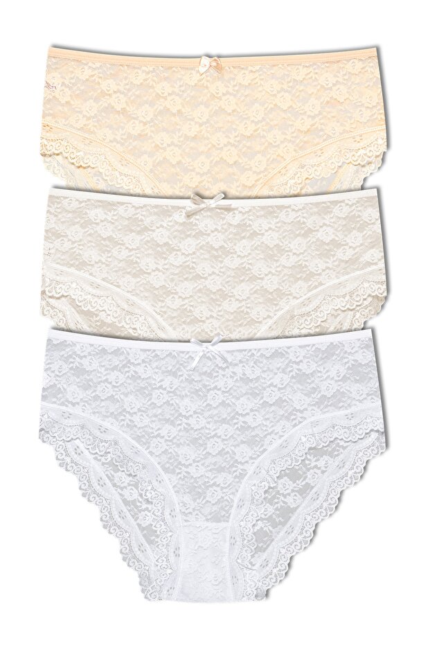 3-Piece Lace High Waist Plus Size Women's Panties