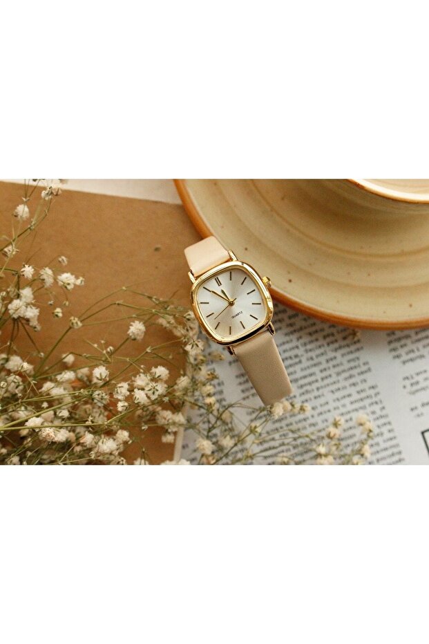Brown Leather Cord Women's Square Wrist Watch 3351