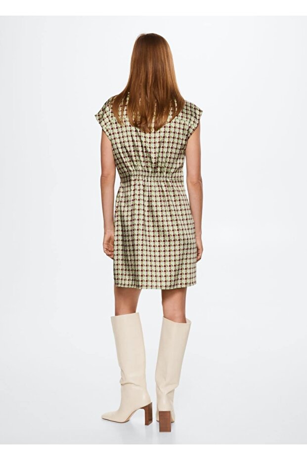 Desenli Retro Elbise - 4