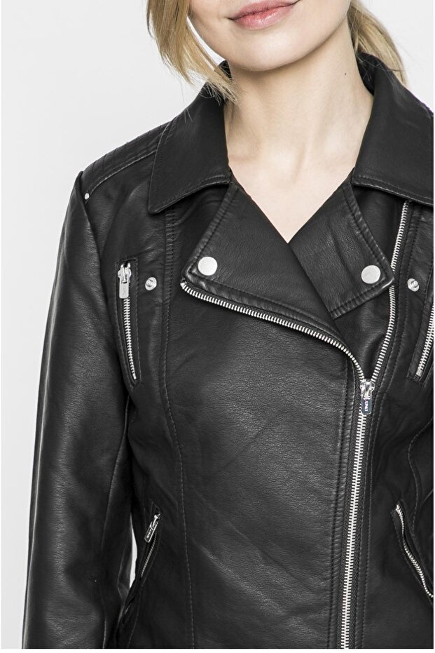 15153079 سترة جلدية - أسود - 4