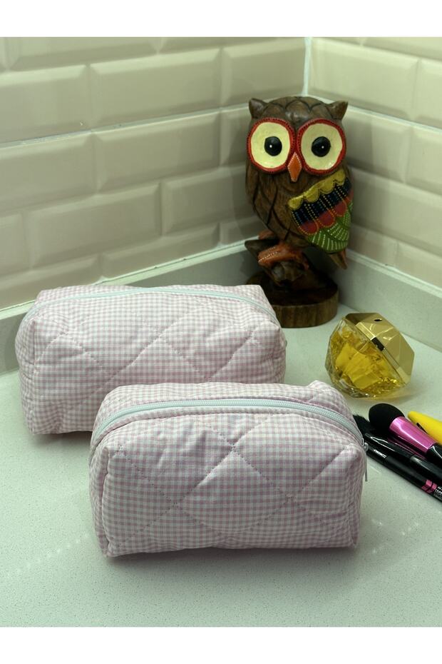Colorful Floral Gingham Makeup Bag Organizer Handbag