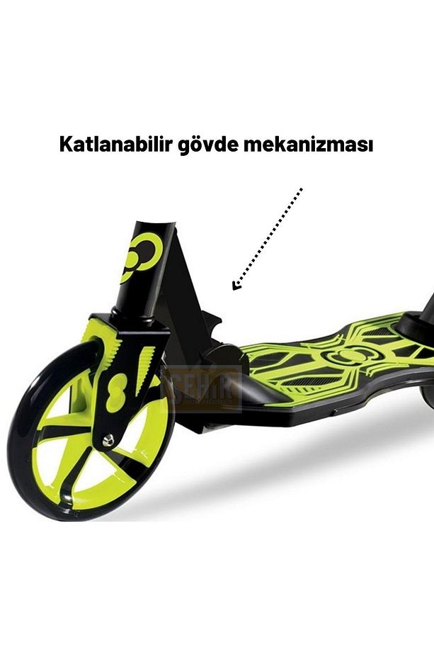 Siyah 12 Yaş 2 Tekerlekli Yükseklik Ayarlı Katlanabilir Çocuk Scooter 100 Kg 2 Katlanabilir - 4