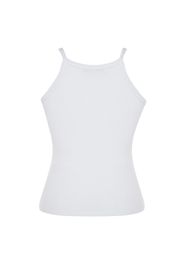 Beyaz Halter Yaka Basic Örme Atlet TBBSS23CV00000 - 8