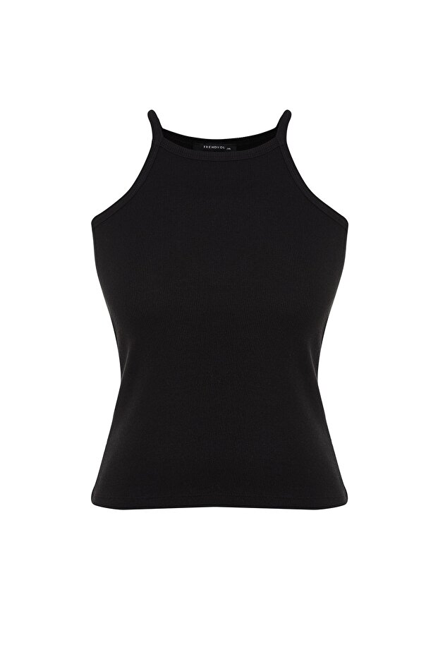 Siyah Halter Yaka Basic Örme Atlet TBBSS23CV00000 - 6