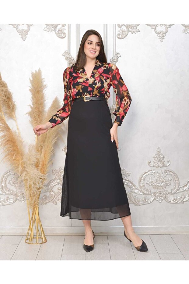 فستان منقوش من الشيفون - 2