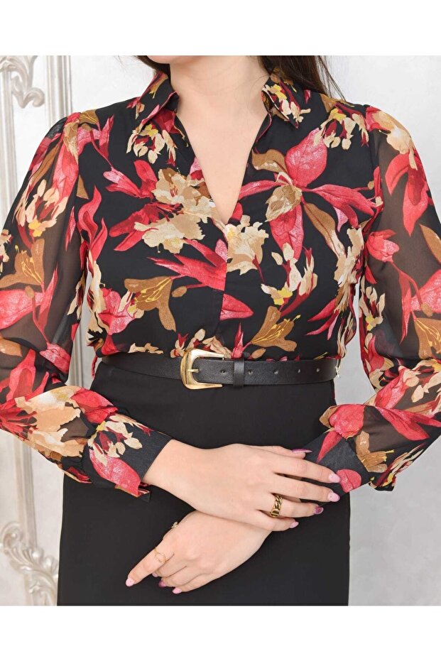 فستان منقوش من الشيفون - 6