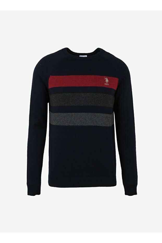 Crew Neck Navy Blue Men's Sweater Noyan