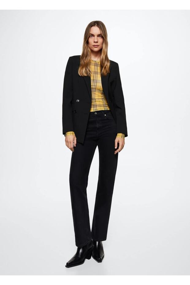 Kareli Şifon Tişört - 2