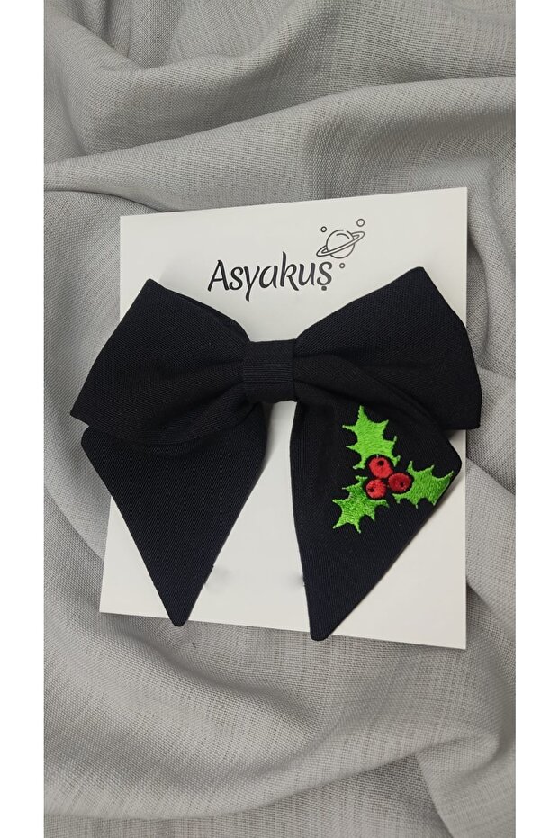 New Year's Collection Cocina Flower Embroidered Black Bow Automatic Buckle