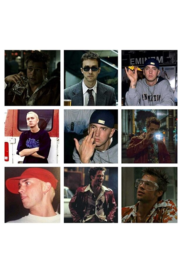 Fight Club-eminem Collage Patterned Design 9-Piece Photocard Set