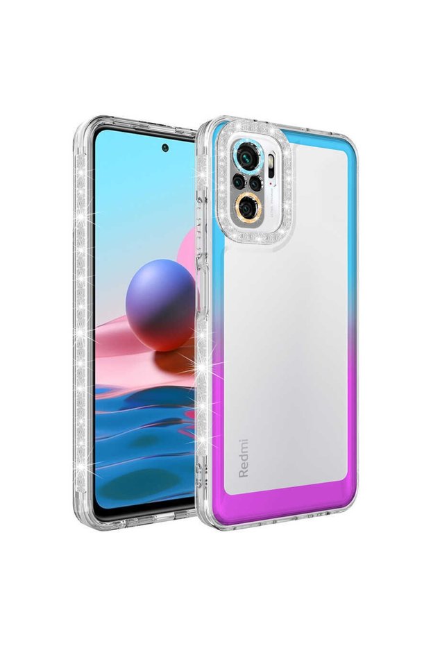 Xiaomi Redmi Note 10S Case with Glitter and Color Transition Design Lens Protection Parking Cover
