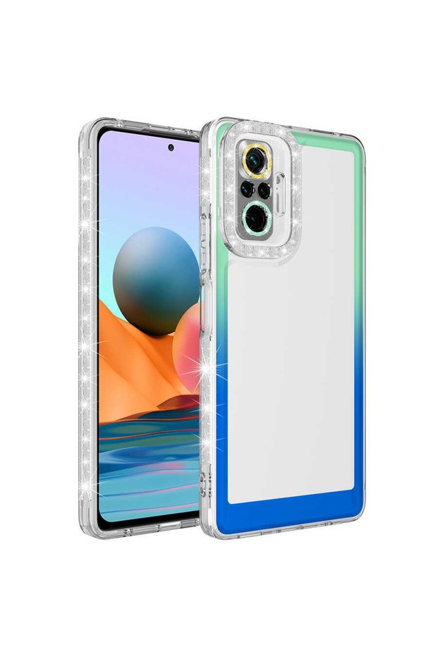 Xiaomi Redmi Note 10 Pro Case with Glitter and Color Transition Design Lens Protection Parking Cover