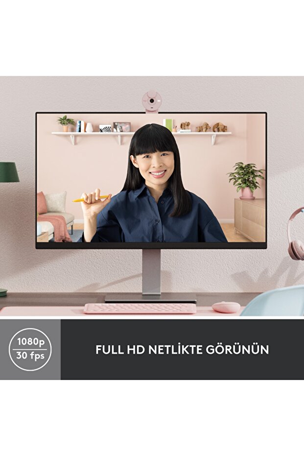 Brio 300 Full Hd Webcam - Pembe 960-001448 - 2