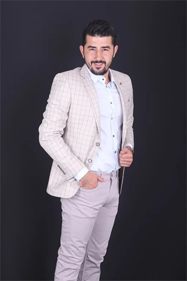 J16y04017 Kareli Slimfit 6 Drop Tek Ceket - 1