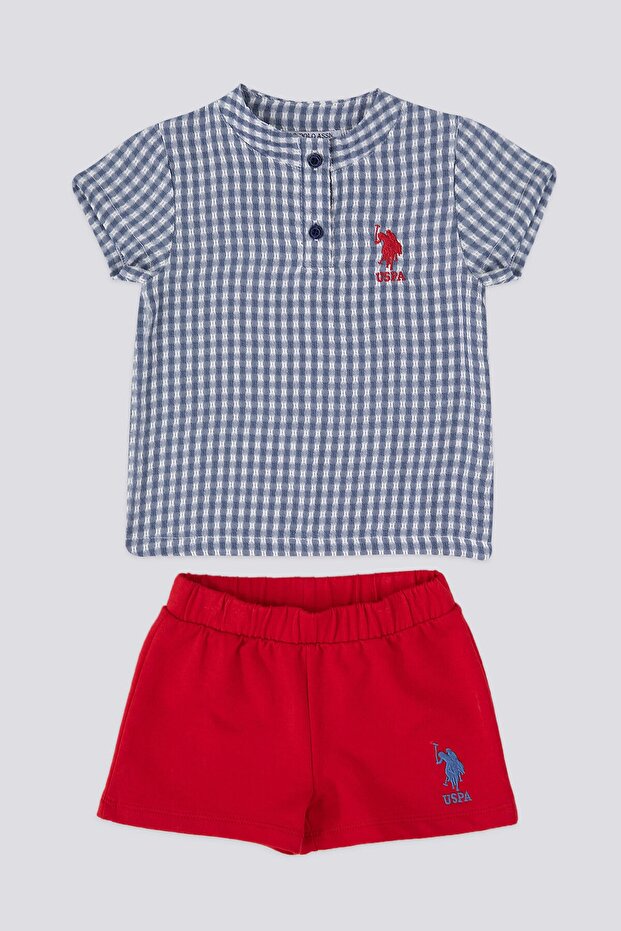 U.S. Polo Assn Square Compatible Navy Blue Baby Judge Collar T-shirt Set