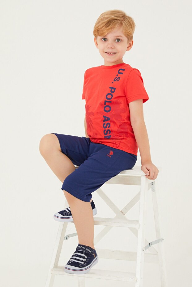 Base. Polo Assn Pomegranate Flower Pomegranate Color Boy Capri Suit