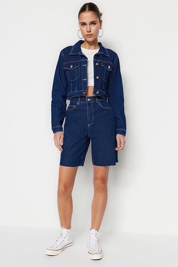 Koyu Mavi Denim Bermuda TWOSS23SR00094 - 2