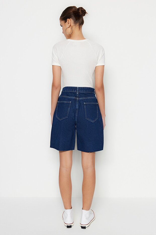 Koyu Mavi Denim Bermuda TWOSS23SR00094 - 5