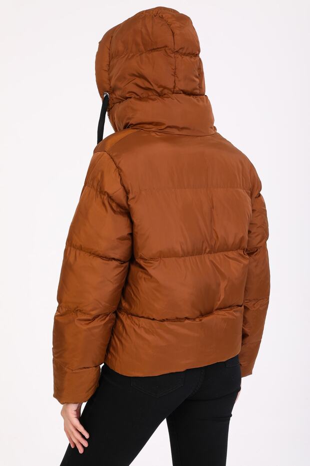 Kadın Bakır Kapüşonlu Şişme Mont - 5