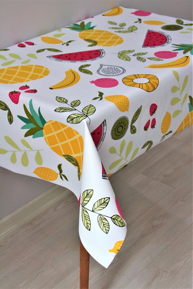 مفرش طاولة من القماش الزيتي PVC قابل للمسح مع بطانة من الألياف 8209-01admixedfruit