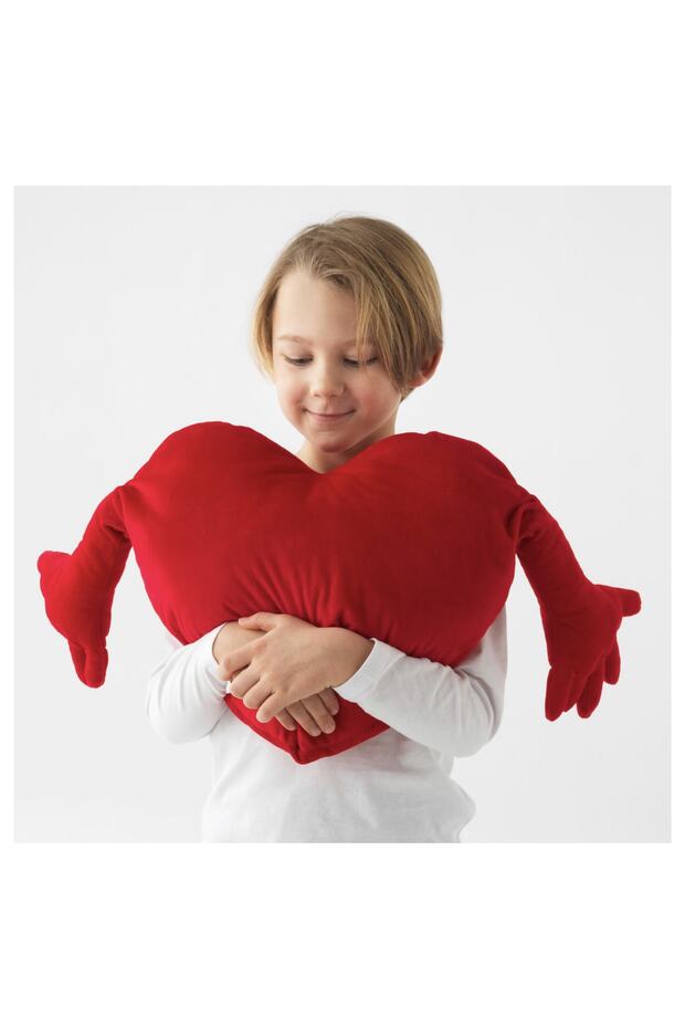 Famnıg Hjarta Heart Sleeve Hugging Cushion Red Plush Sleeping and Playmate 40x101 Cm