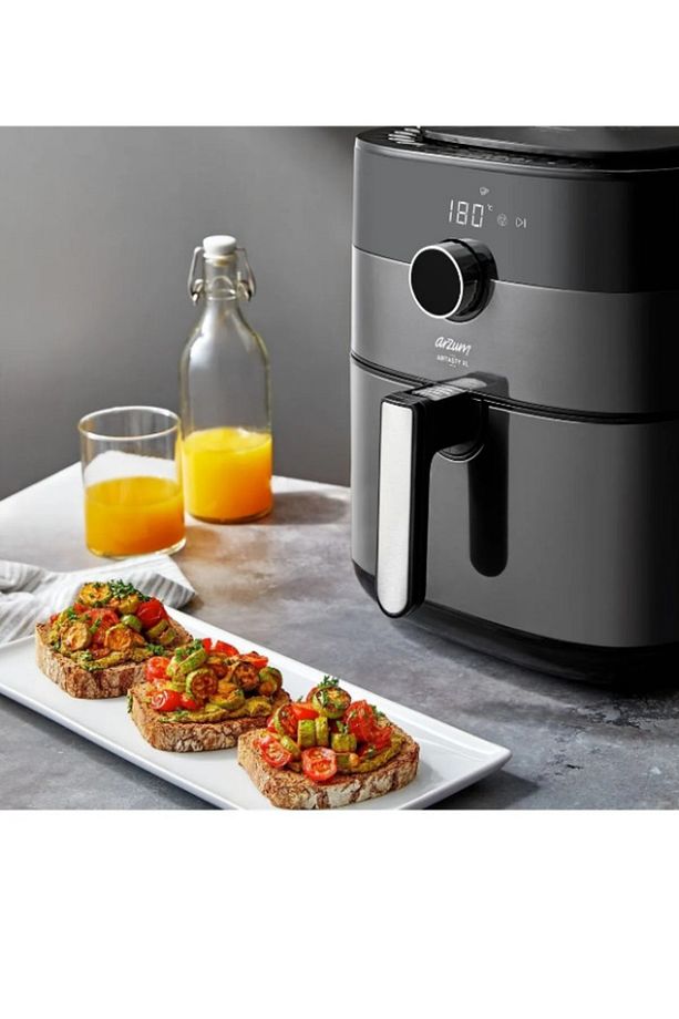 Airfryer Xl Yağsız Sıcak Hava Fritözü 1750 W 6 Lt 8 Programlı Dijital Ekran Siyah - 6