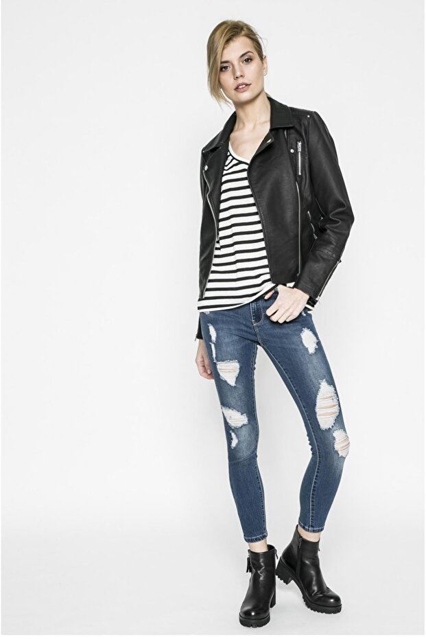 15153079 سترة جلدية - أسود - 1