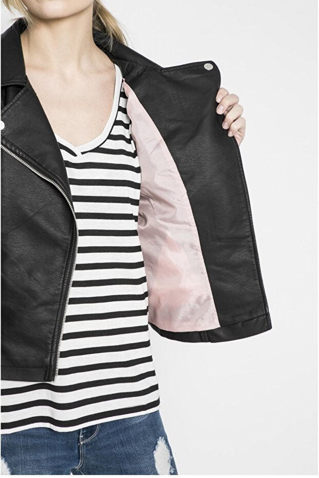 15153079 سترة جلدية - أسود - 5