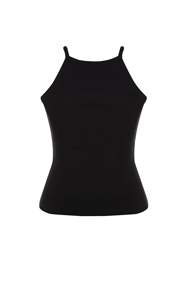 Siyah Halter Yaka Basic Örme Atlet TBBSS23CV00000 - 7