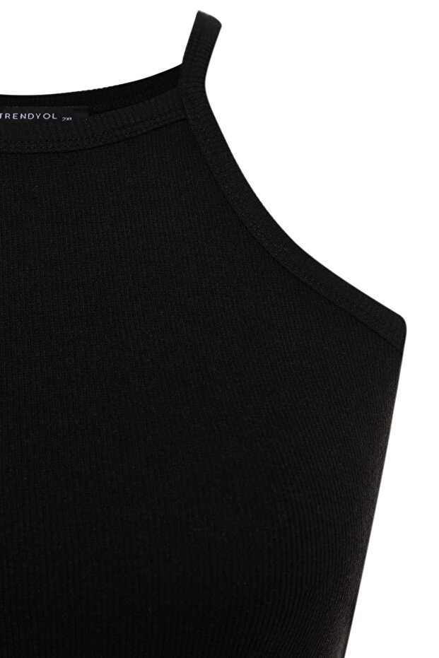 Siyah Halter Yaka Basic Örme Atlet TBBSS23CV00000 - 8