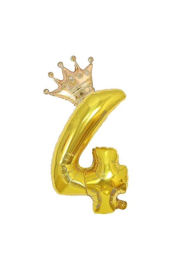 4 Gold Numbers and King Crown Foil Balloon Birthday Party Celebration Set