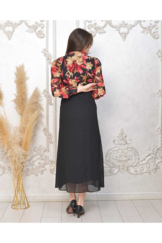 فستان منقوش من الشيفون - 4