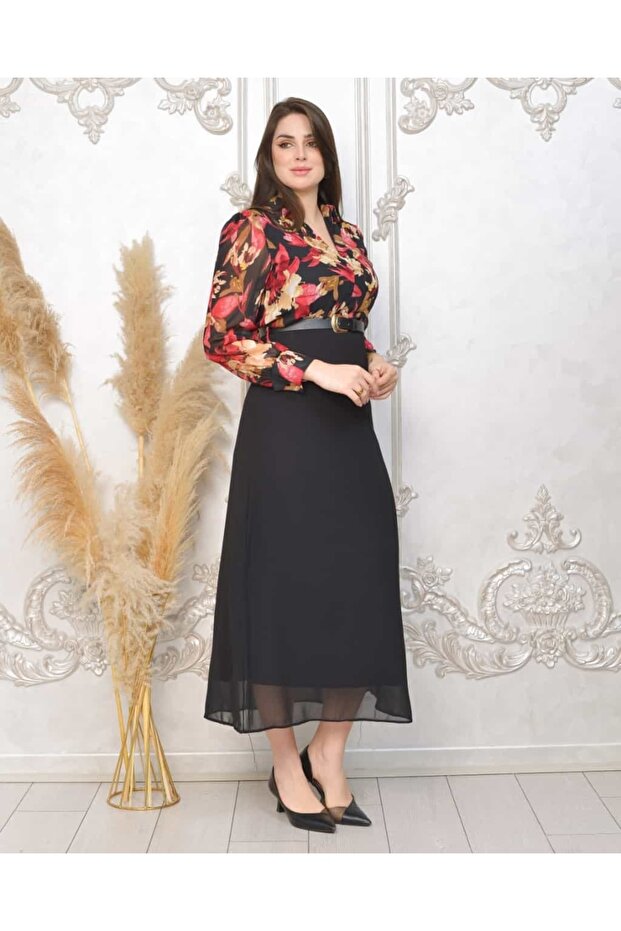 فستان منقوش من الشيفون - 5