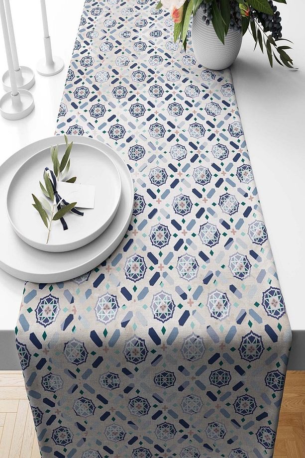 Runner Ramazan Motif Desenli Süet Dokuma 140*40 Cm Ramadan Kareem - 1