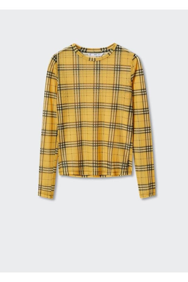 Kareli Şifon Tişört - 3