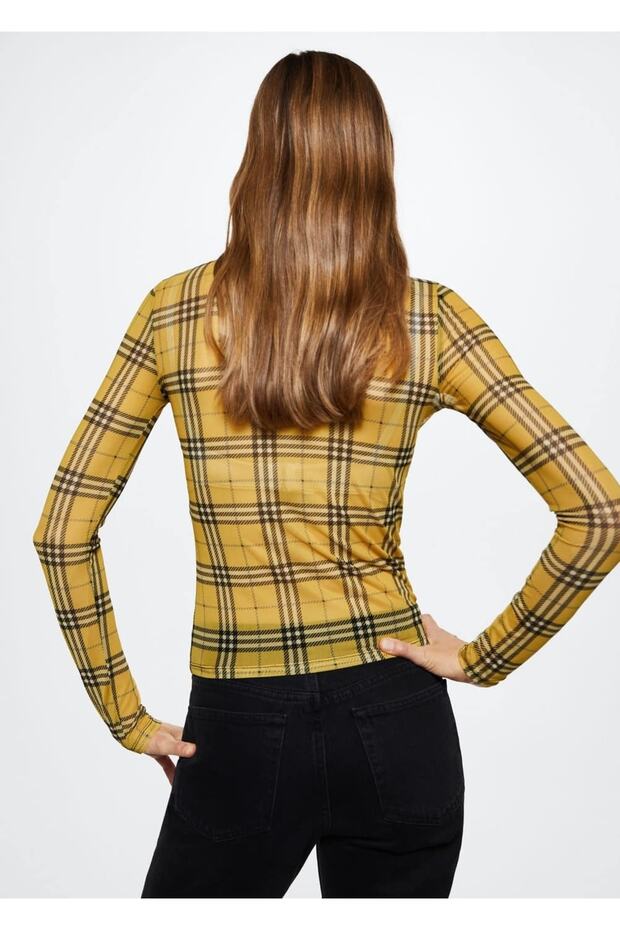 Kareli Şifon Tişört - 4