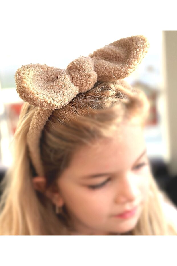 New Trend Fluffy Plush Teddy Bear Lamb Plug and Stick Movable Wire with Big Bow Women's Children's Crown