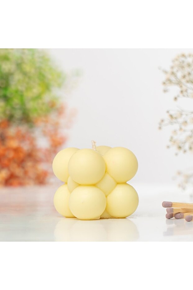 Bubble Temalı Sarı Vegan Soya Mumu