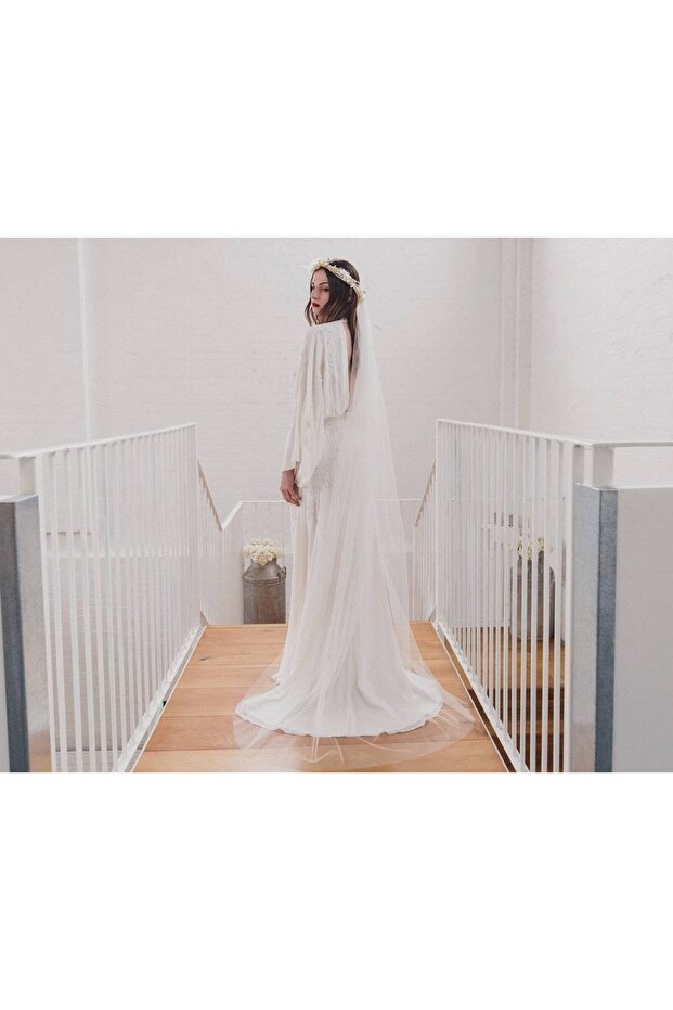 Soft Veil for Wedding Dress, Silk Style Single Layer Bridal Veil, Raw Cut Edge White