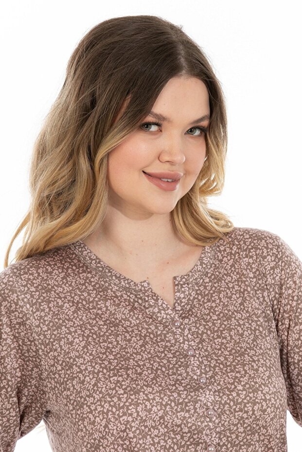 Kadın Bambu Uzun Ev Elbisesi Gecelik - 3