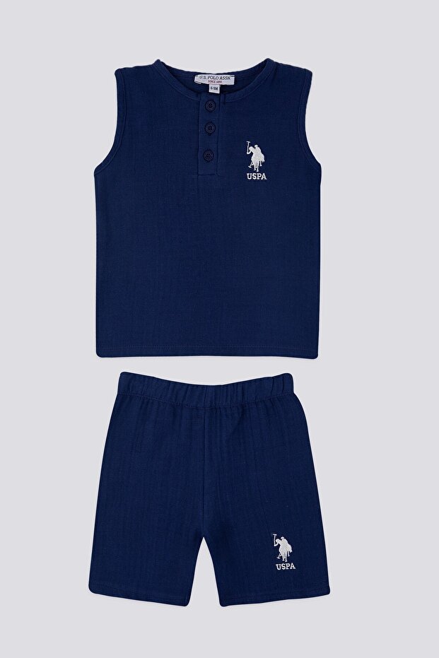 U.S. Polo Assn Blue Navy Blue Baby Zero Sleeve T-shirt Set