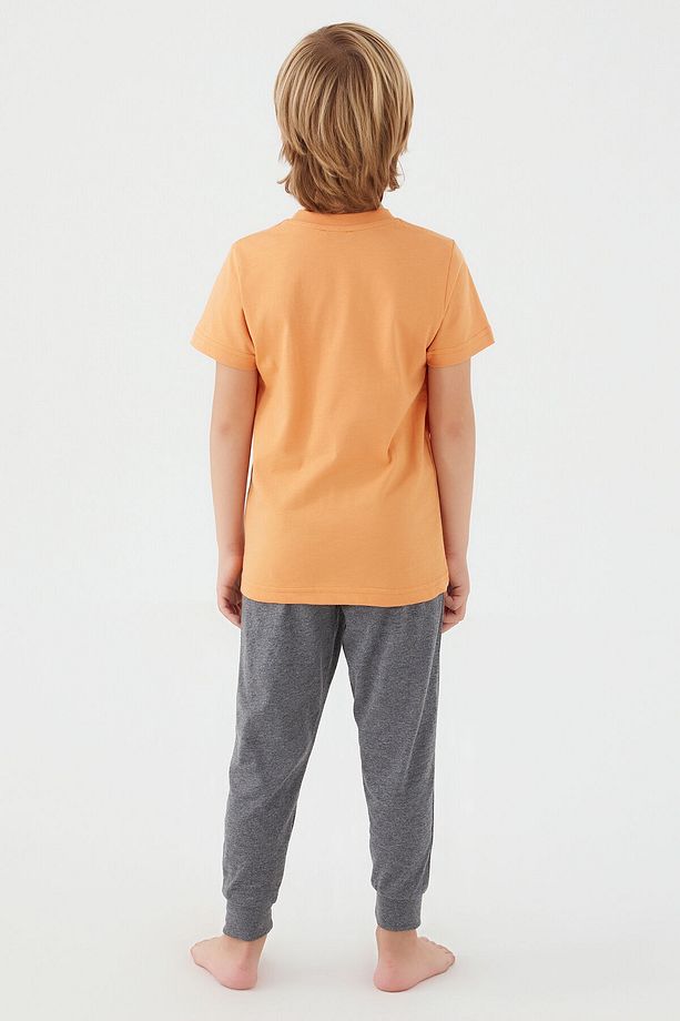 U.s. Polo Assn Light Yellow Texture Sarı Erkek Çocuk Kısa Kol Pijama Takım - 5